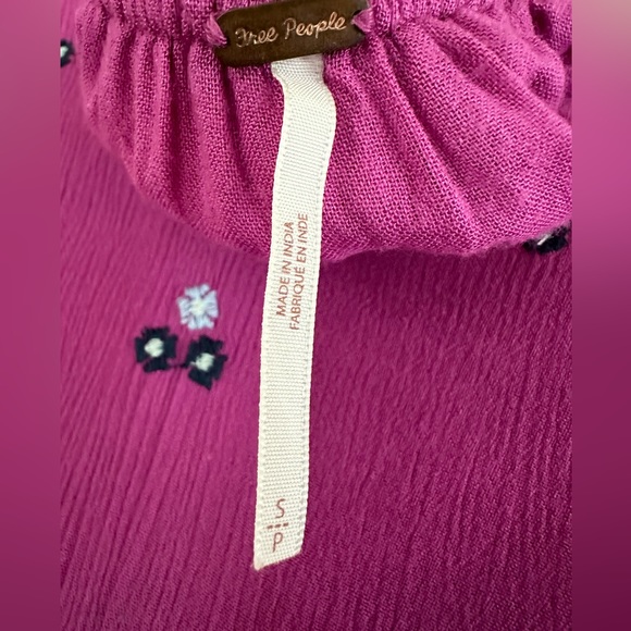 Free People Oxford Embroidered Long Sleeve Swing Dress Purple Womens Size Small - Picture 3 of 8